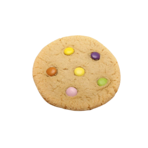 CHOC-BEAN COOKIE – soft-baked cookie topped with colourful chocolate beans