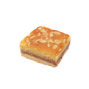 ALMOND SLICE – sweet pastry slice with jam and flaked almonds