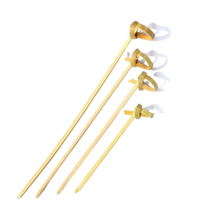 90mm Bamboo Skewer Round Knot Looped x250
