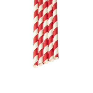 Paper Drinking Straws Red Stripe x500