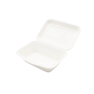 HP2 Bagasse Lunch Box (185x134x65mm/7.5x5x2.5") White x500 for wholesale foodservice supply | Mason Foodservice