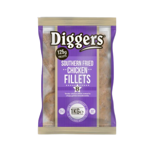Diggers Southern Fried Chicken Burgers 8x125g for wholesale foodservice supply | Mason Foodservice